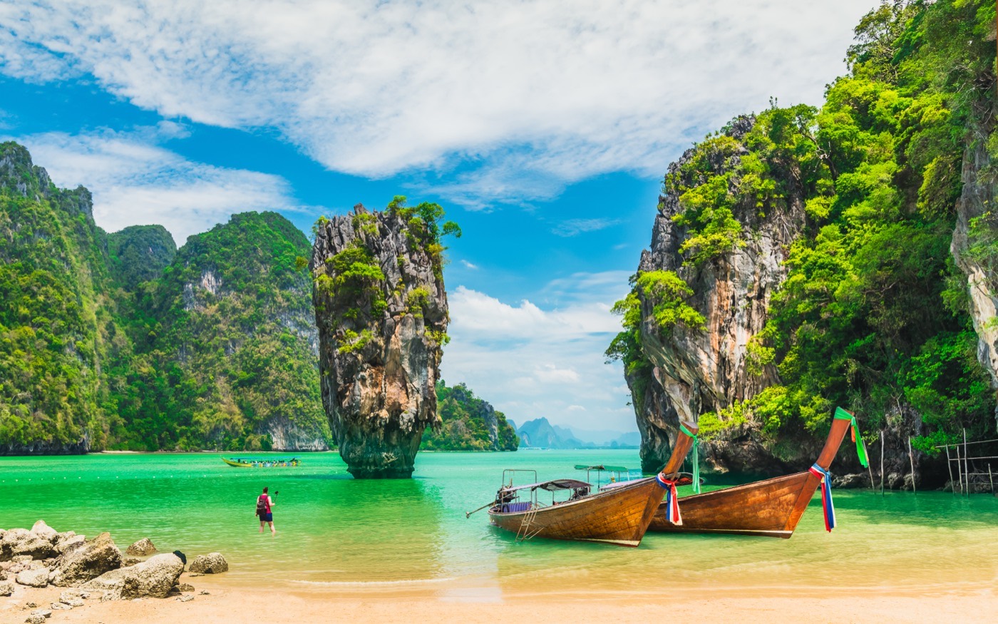 Longtail boats in Phang Nga Bay