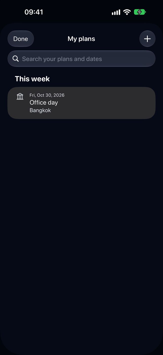 My plans: this week, office day in Bangkok on 30 October