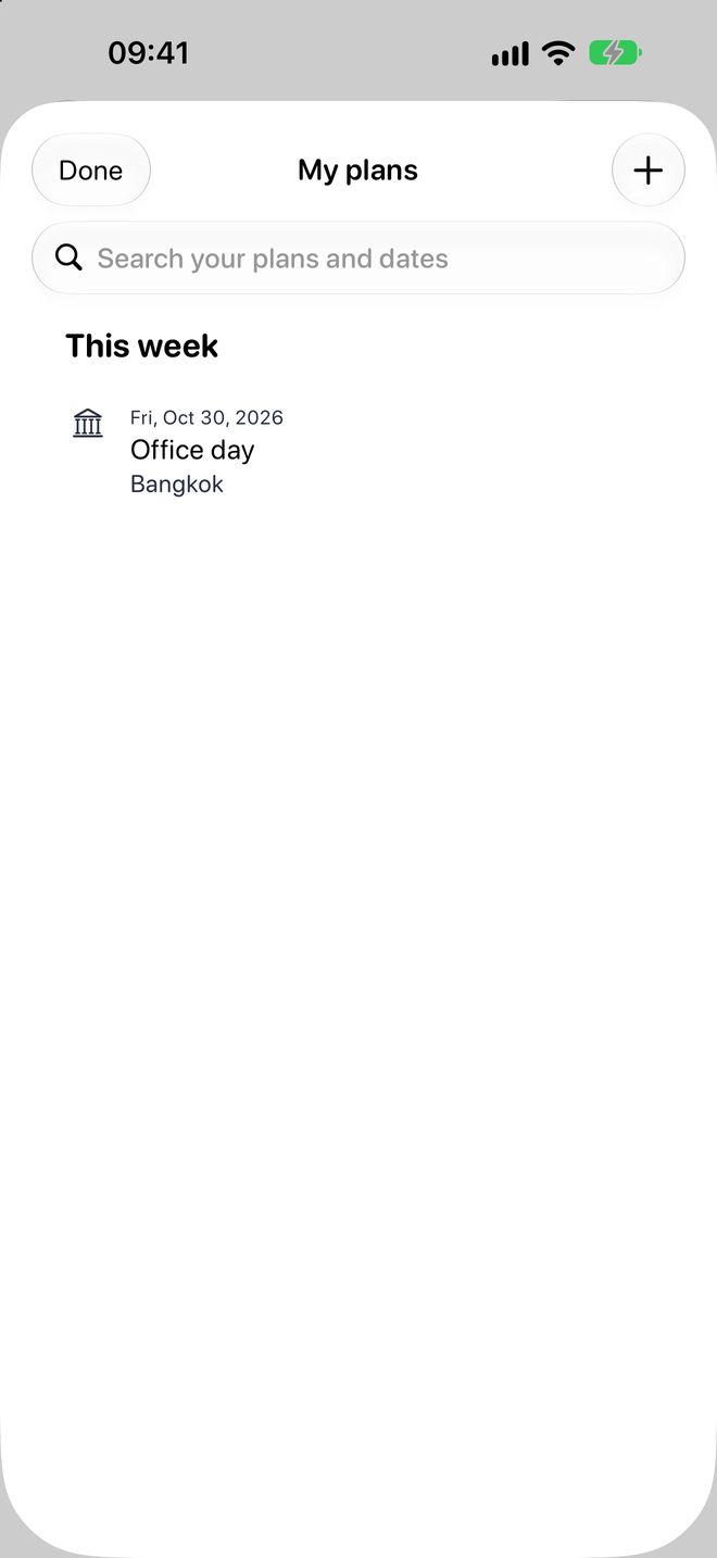 My plans: this week, office day in Bangkok on 30 October