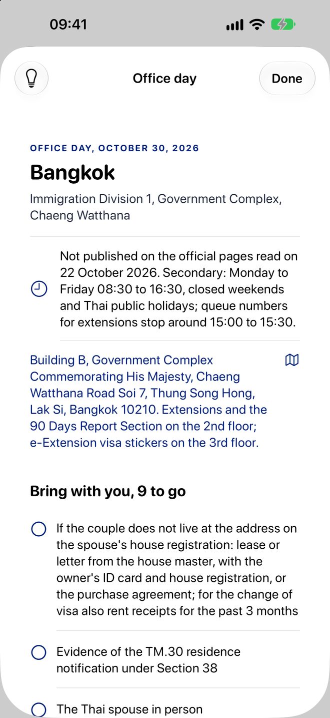 Office day in Bangkok: the address, opening hours and a checklist of what to bring