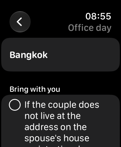 Office day on Apple Watch: Bangkok, and the list of what to bring, to tick off